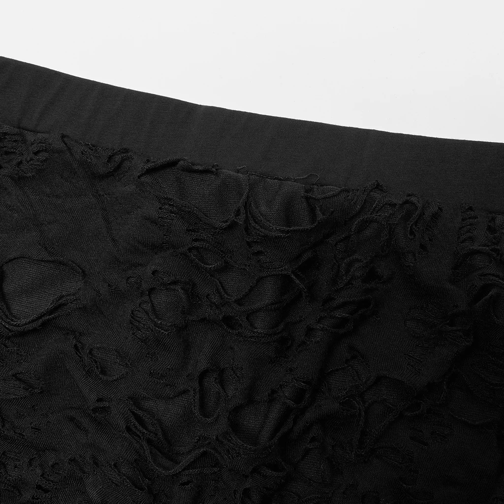 PUNK RAVE Women's Gothic Skirt-like Cutting and Mesh Together Flare Pants Punk Sexy Transparent Black Trousers Spring/Autumn