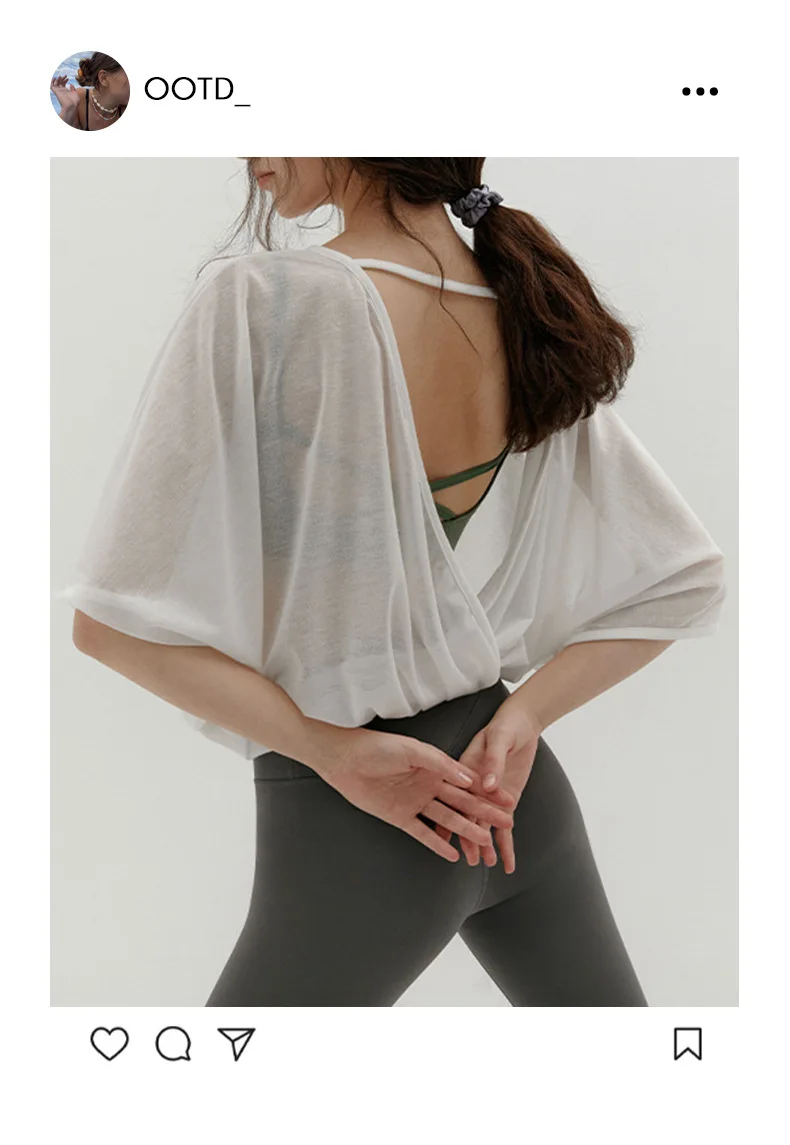Chic Elegant T Shirt For Women Casual Solid Backless Hollow Out Yoga Tops Jogger Running Shirts Camisetas Aesthetic Clothes