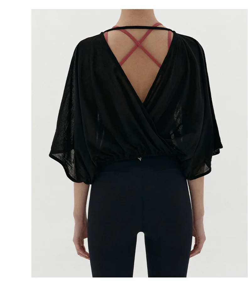 Chic Elegant T Shirt For Women Casual Solid Backless Hollow Out Yoga Tops Jogger Running Shirts Camisetas Aesthetic Clothes