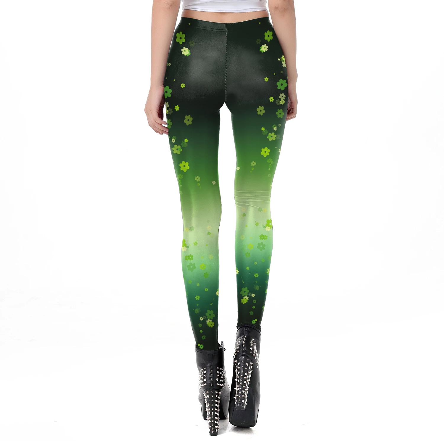 VIP FASHION St.Patrick's Day Festival Style Pants Women's Printed Elastic Christmas Skinny Leggings Gothic Fitness Slim Pant