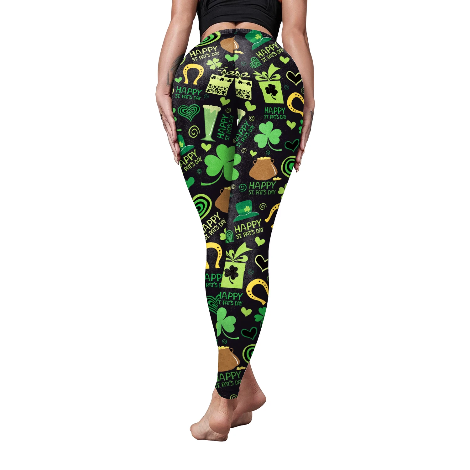 VIP FASHION St.Patrick's Day Festival Style Pants Women's Printed Elastic Christmas Skinny Leggings Gothic Fitness Slim Pant