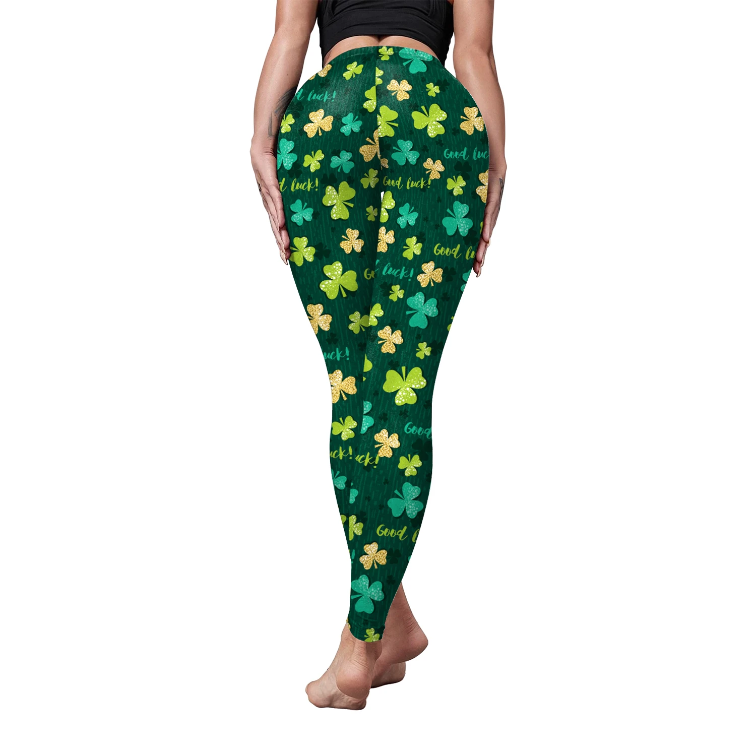 VIP FASHION St.Patrick's Day Festival Style Pants Women's Printed Elastic Christmas Skinny Leggings Gothic Fitness Slim Pant