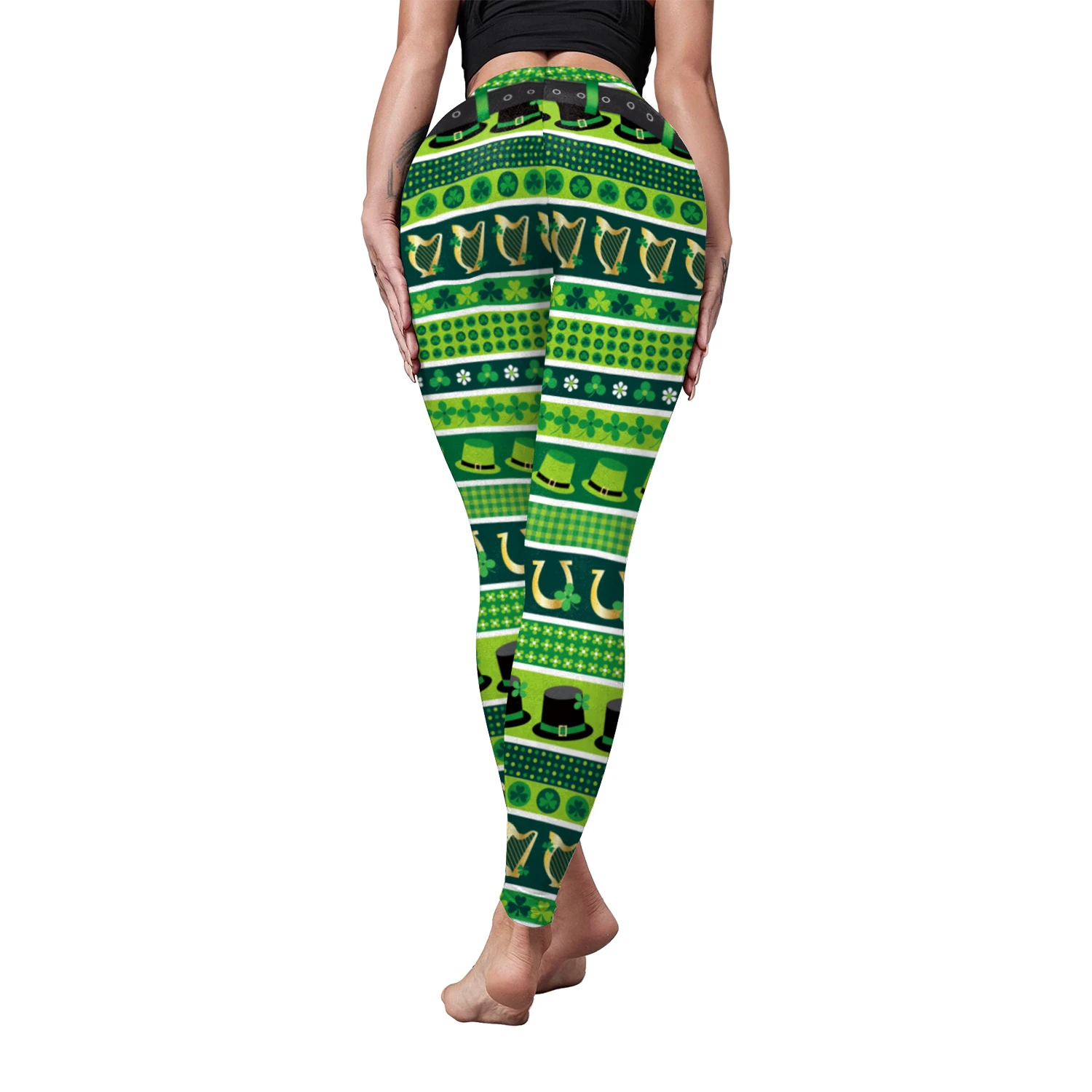 VIP FASHION St.Patrick's Day Festival Style Pants Women's Printed Elastic Christmas Skinny Leggings Gothic Fitness Slim Pant
