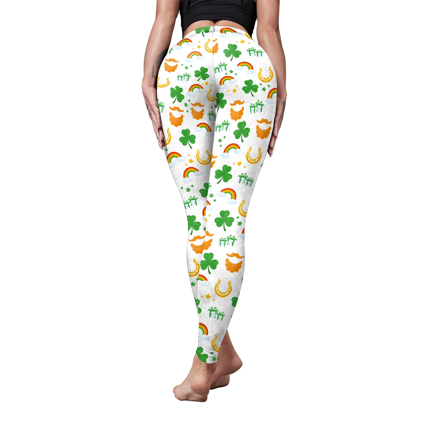 VIP FASHION St.Patrick's Day Festival Style Pants Women's Printed Elastic Christmas Skinny Leggings Gothic Fitness Slim Pant