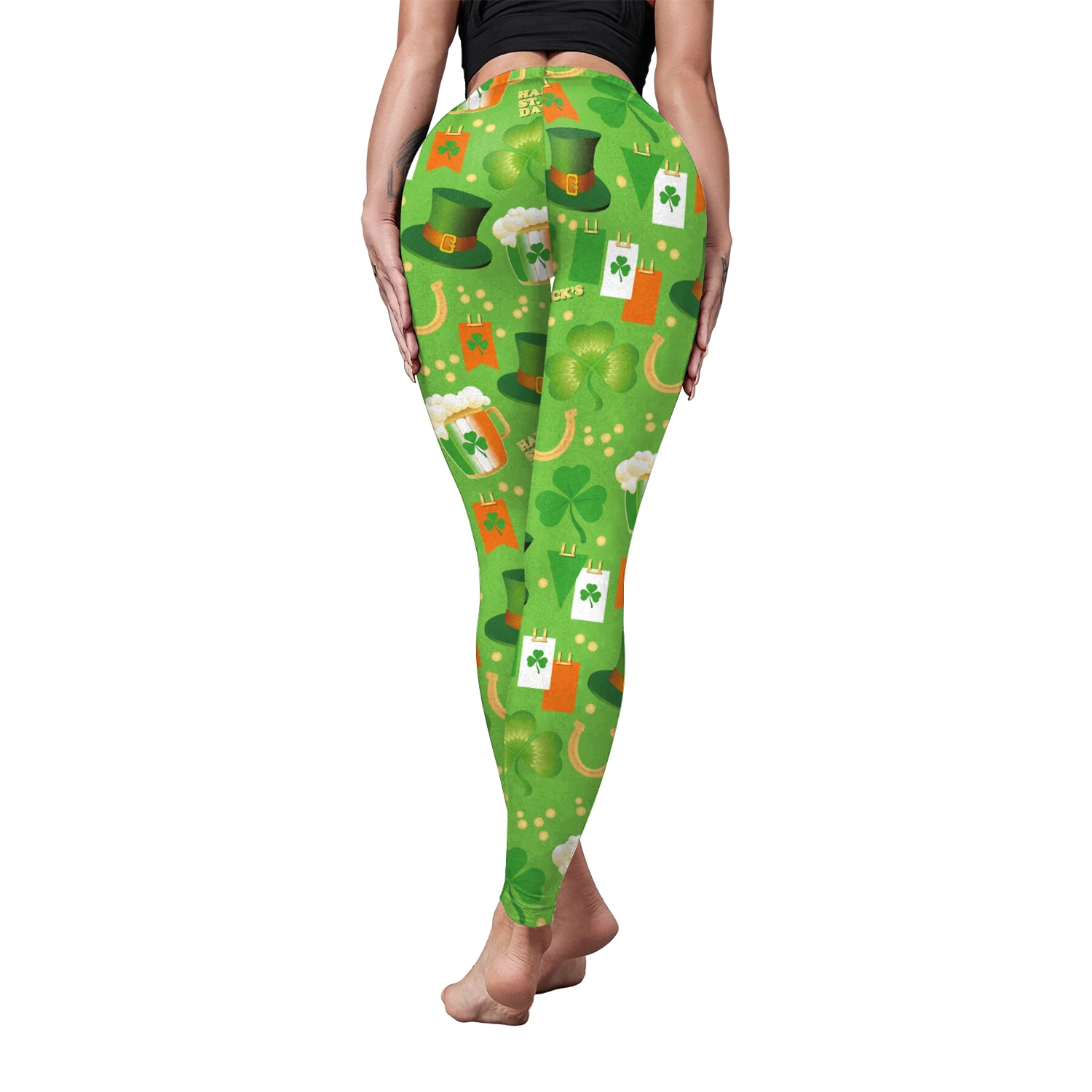 VIP FASHION St.Patrick's Day Festival Style Pants Women's Printed Elastic Christmas Skinny Leggings Gothic Fitness Slim Pant
