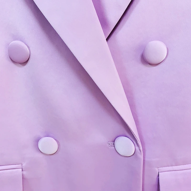 HIGH STREET Newest 2026 S/S Designer Runway Suit Set Women's Double Breasted Straght Satin Blazer Mini Skirt Suit
