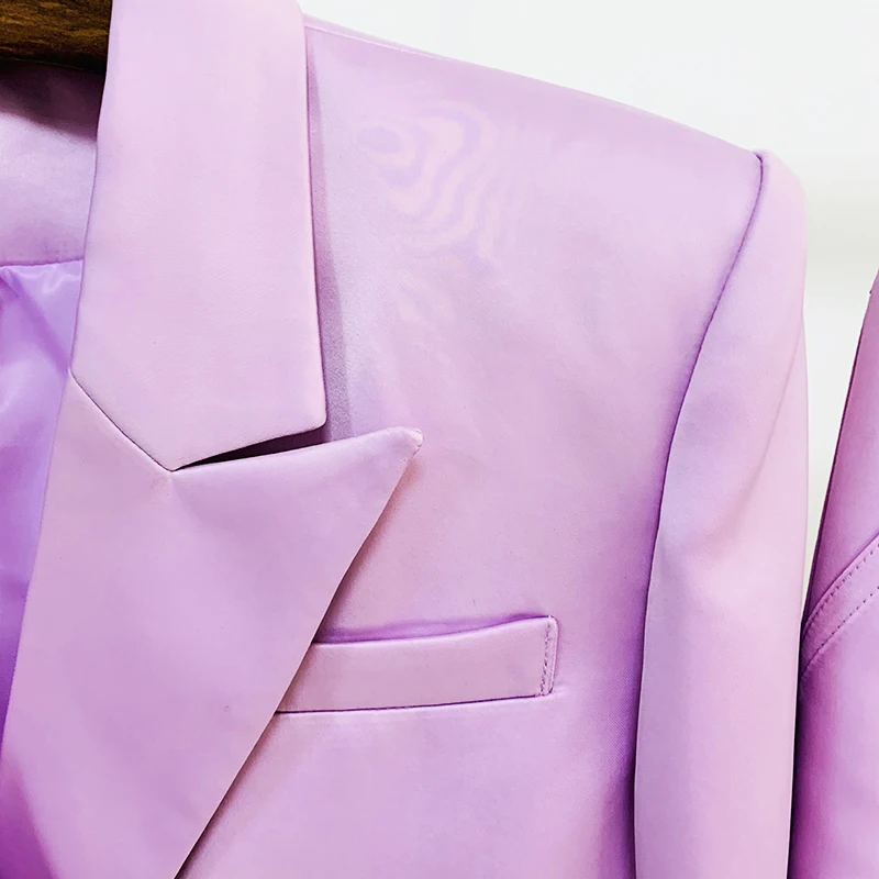 HIGH STREET Newest 2026 S/S Designer Runway Suit Set Women's Double Breasted Straght Satin Blazer Mini Skirt Suit