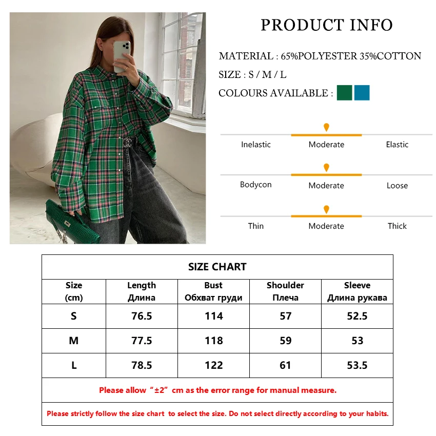Clacive Fashion Loose Plaid Women Shirts 2023 Elegant Lapel Long Sleeve Office Shirts And Blouses Vintage Top Female Clothing