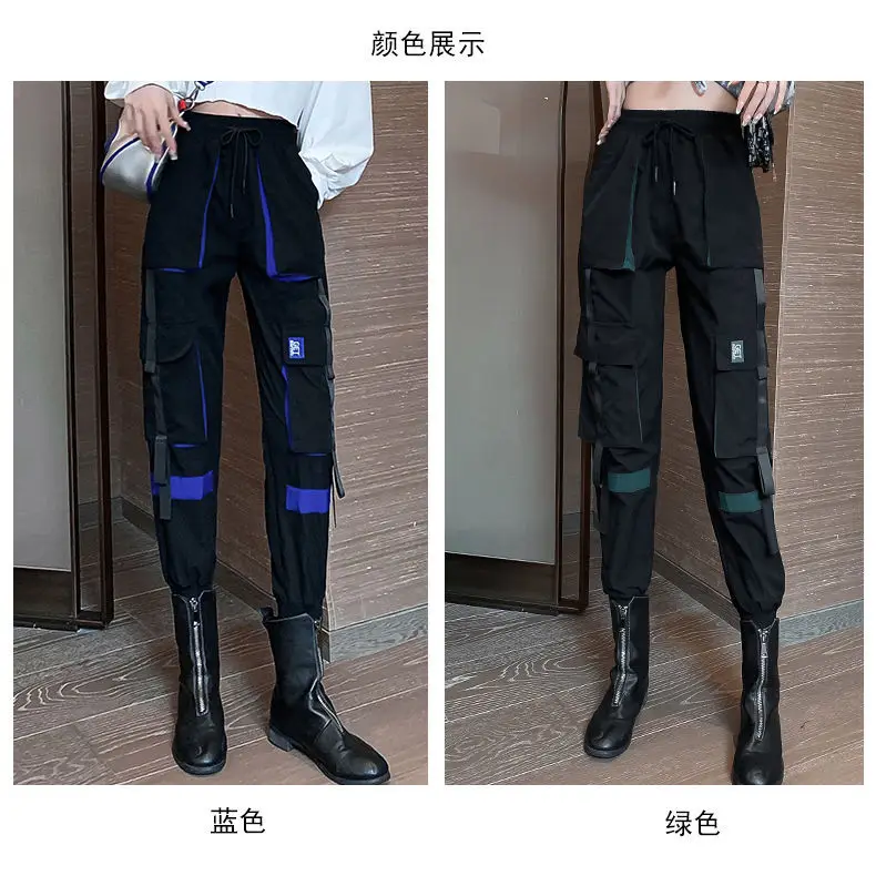 Big Pockets Cargo Pants Women High Waist Ankle-length Trousers Female Casual Basic Loose Streetwear Hip Hop Joggers Pants