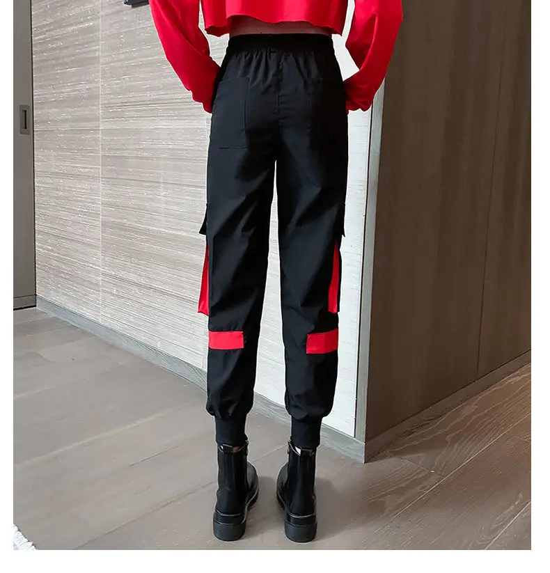 Big Pockets Cargo Pants Women High Waist Ankle-length Trousers Female Casual Basic Loose Streetwear Hip Hop Joggers Pants