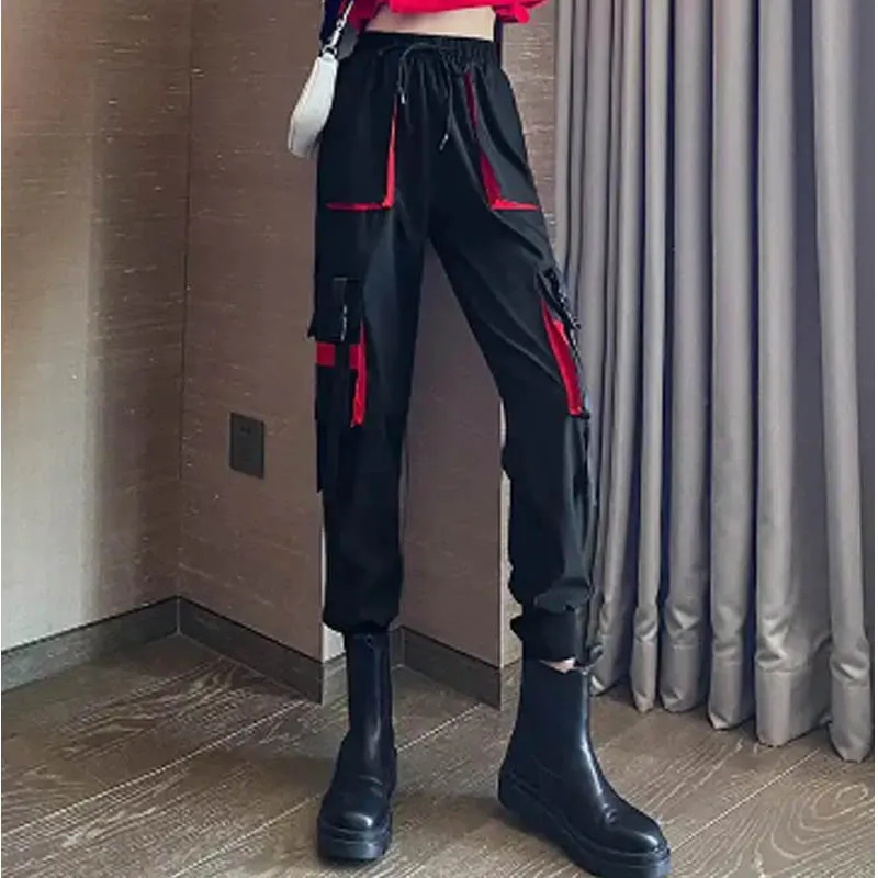 Big Pockets Cargo Pants Women High Waist Ankle-length Trousers Female Casual Basic Loose Streetwear Hip Hop Joggers Pants