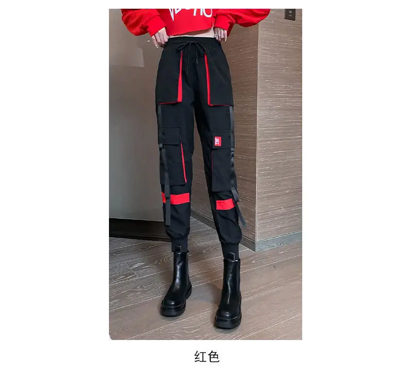 Big Pockets Cargo Pants Women High Waist Ankle-length Trousers Female Casual Basic Loose Streetwear Hip Hop Joggers Pants