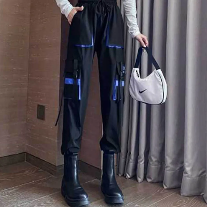 Big Pockets Cargo Pants Women High Waist Ankle-length Trousers Female Casual Basic Loose Streetwear Hip Hop Joggers Pants