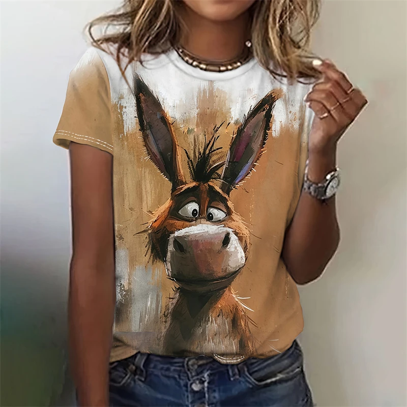 Women's Funny 3D Animal Print T Shirts Causal Short Sleeve Tops Girls Kawaii Clothes Female Fashion Cat Dog Pattern Tees Ladies