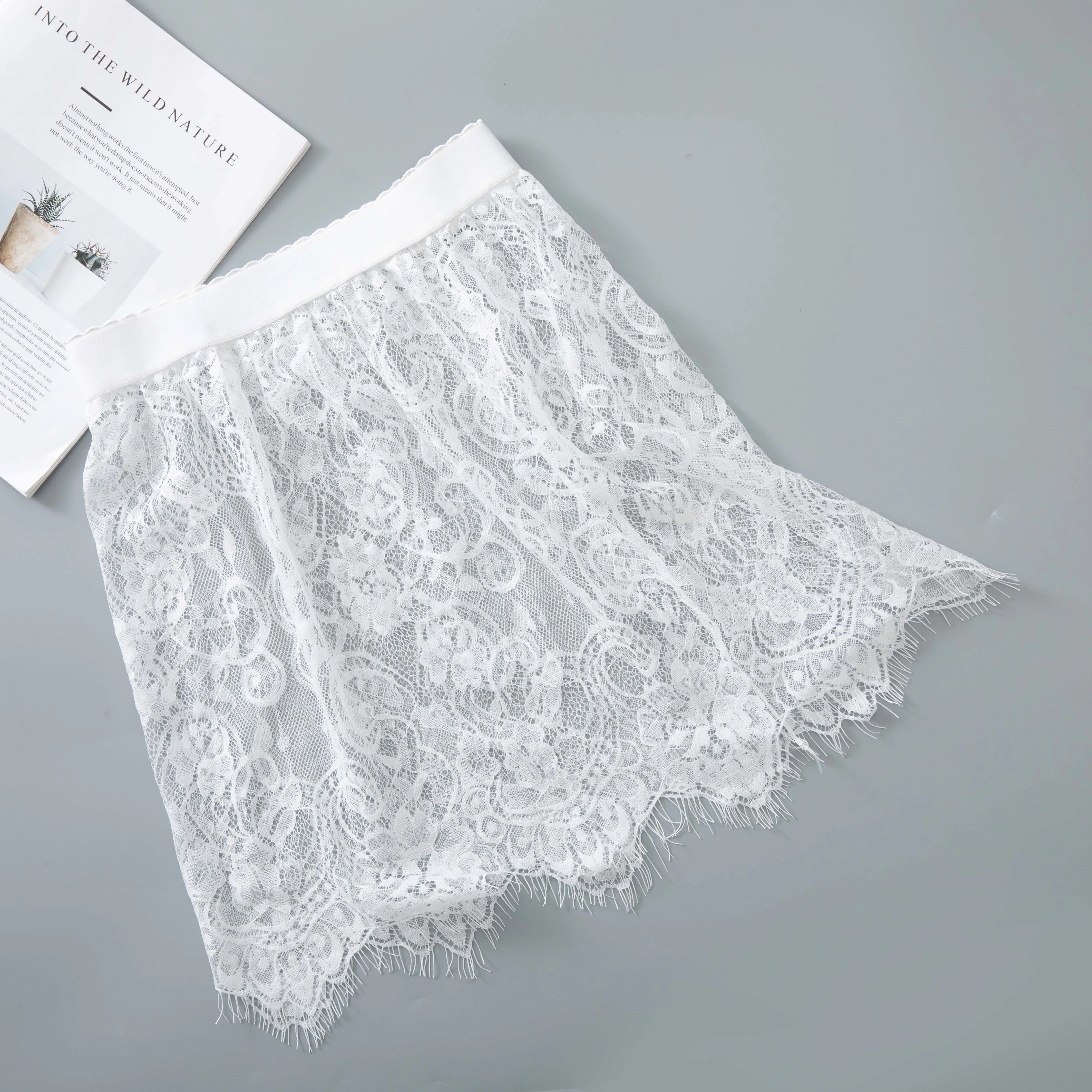Shirt Extender Women Sexy Mesh Lace Transparent Mini Tulle Skirt Underskirt Korean Ladies High Waist Black White Short Skirt