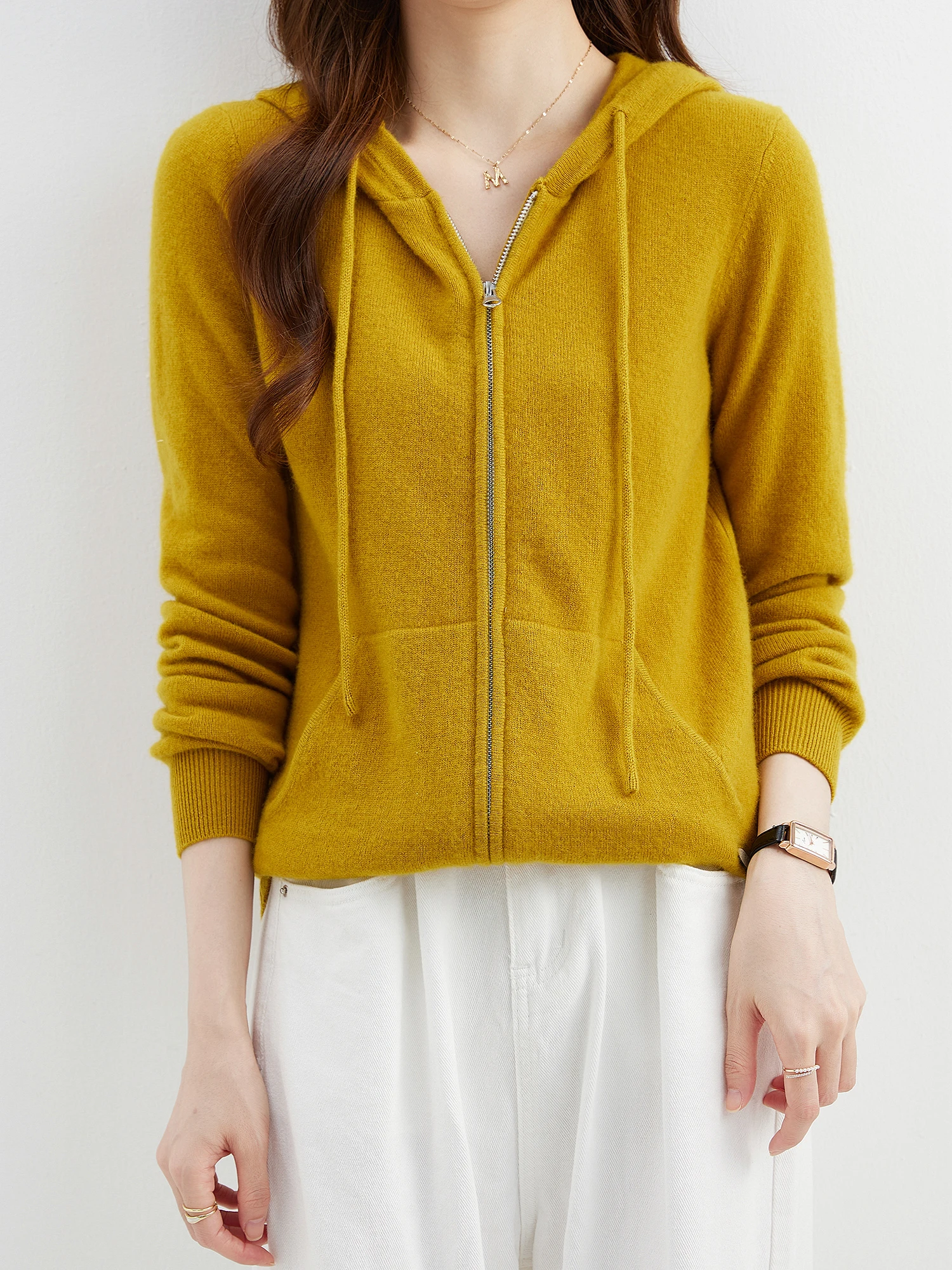 Hooded Sweatshirt Cardigan Fashion Womens Clothing Cardigans Zip Hoodie Fall Winter 100% Merino Wool Warm Sweaters Knitwears y2k