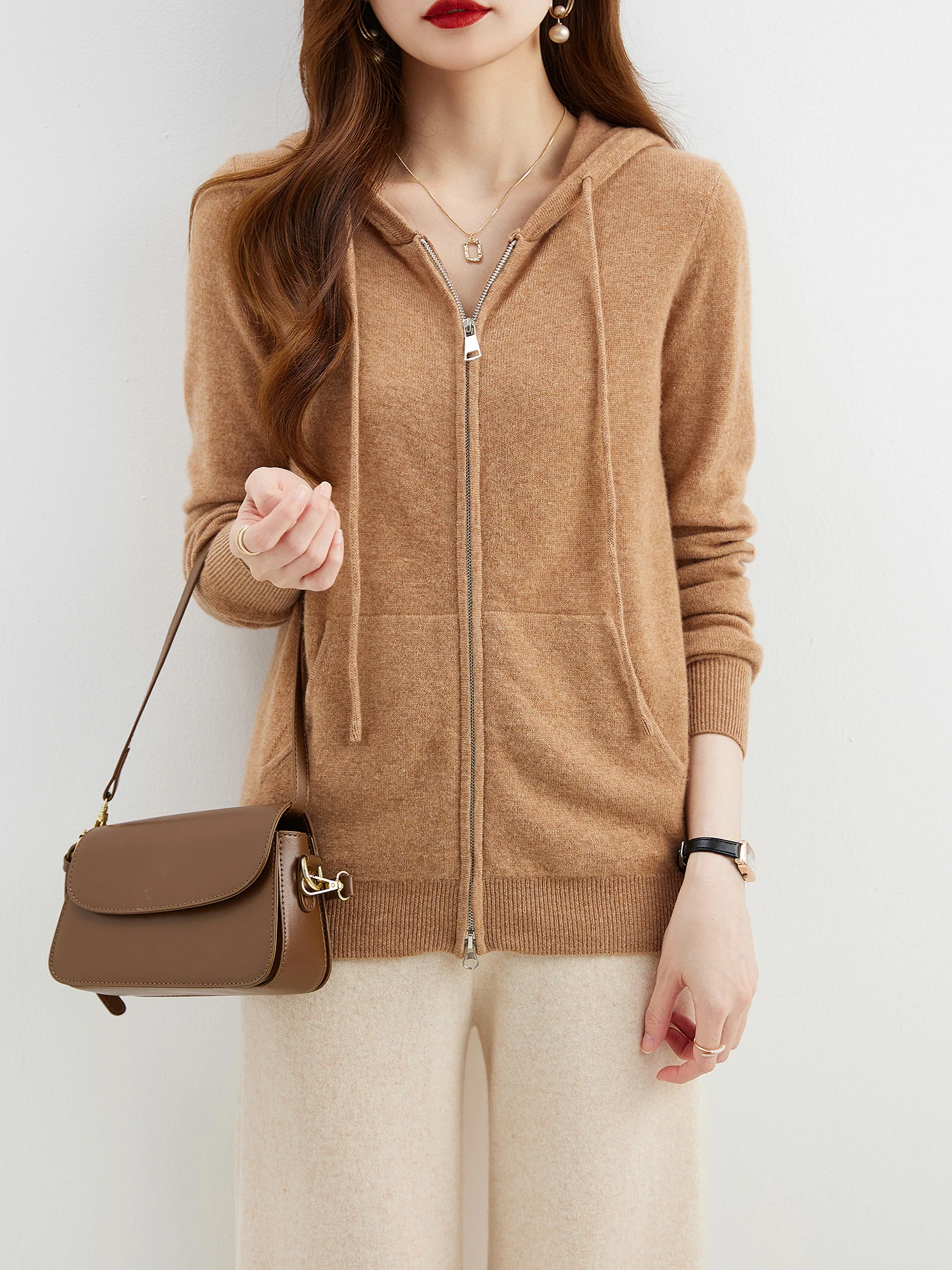 Hooded Sweatshirt Cardigan Fashion Womens Clothing Cardigans Zip Hoodie Fall Winter 100% Merino Wool Warm Sweaters Knitwears y2k