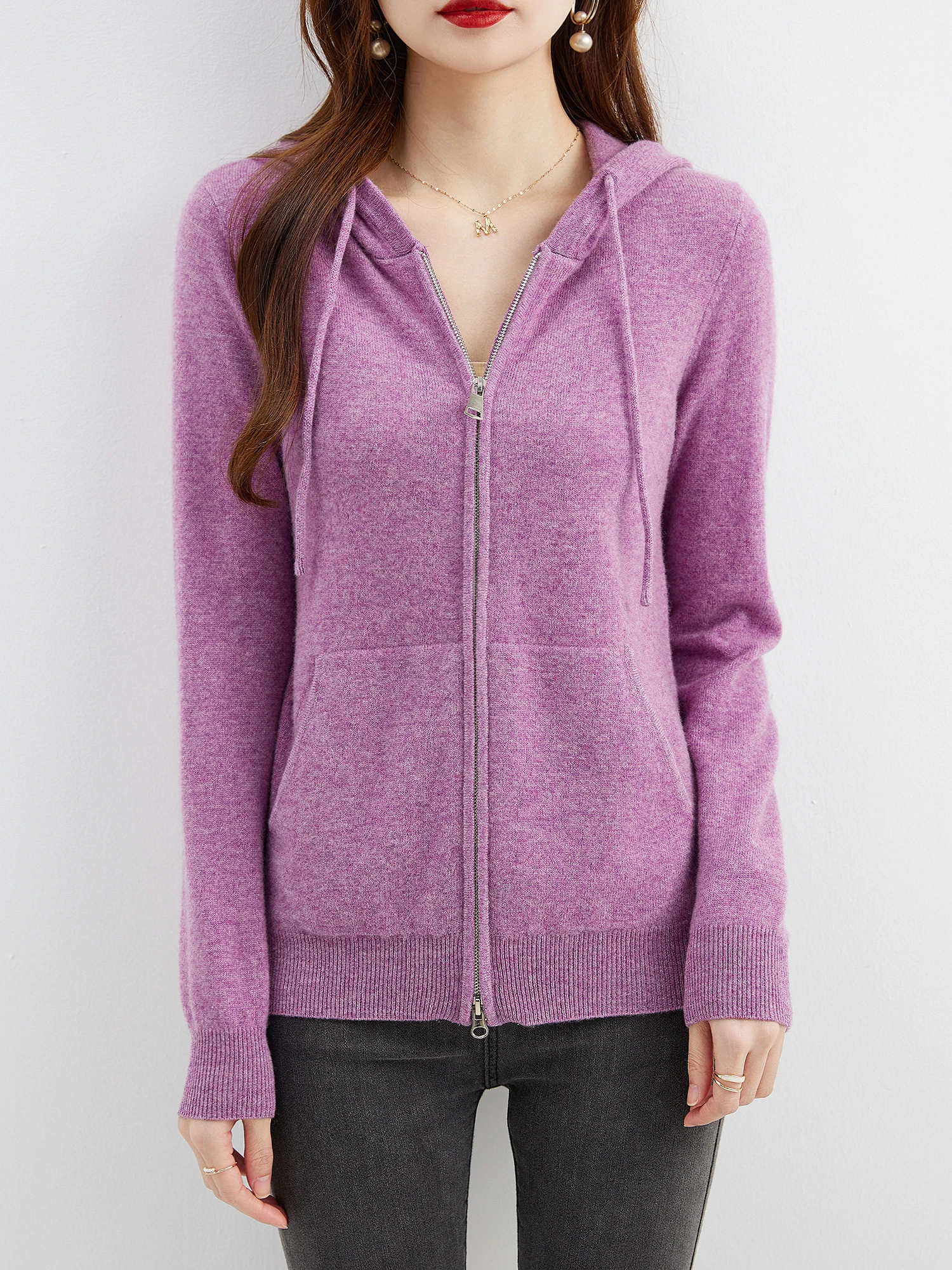 Hooded Sweatshirt Cardigan Fashion Womens Clothing Cardigans Zip Hoodie Fall Winter 100% Merino Wool Warm Sweaters Knitwears y2k