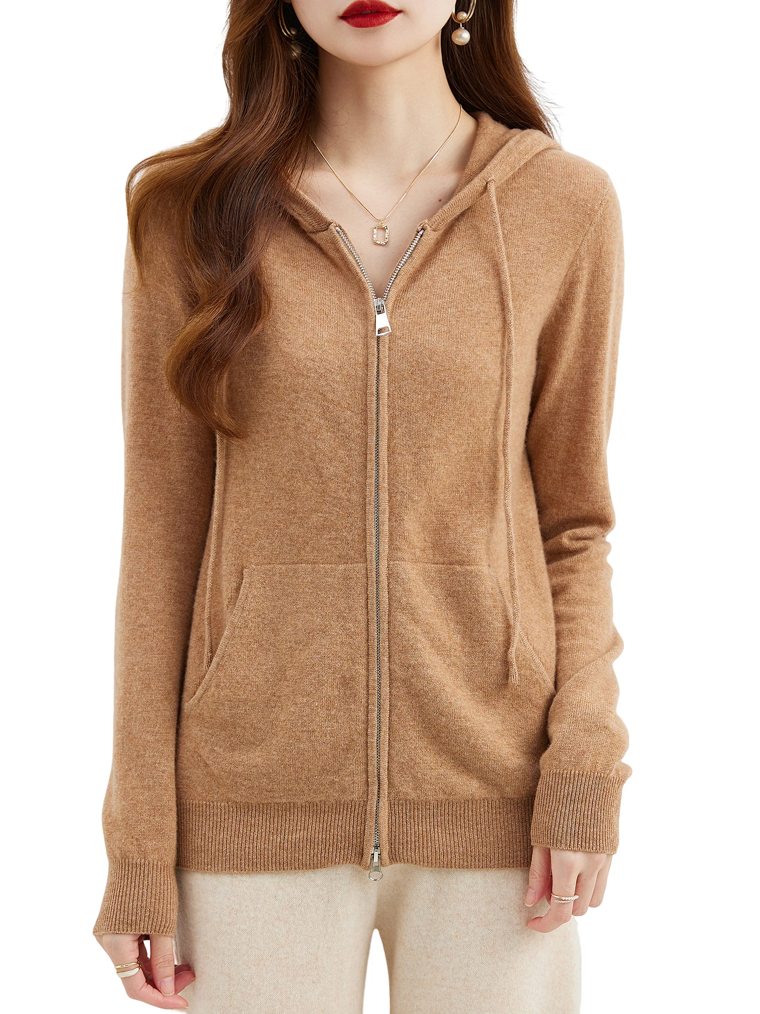 Hooded Sweatshirt Cardigan Fashion Womens Clothing Cardigans Zip Hoodie Fall Winter 100% Merino Wool Warm Sweaters Knitwears y2k