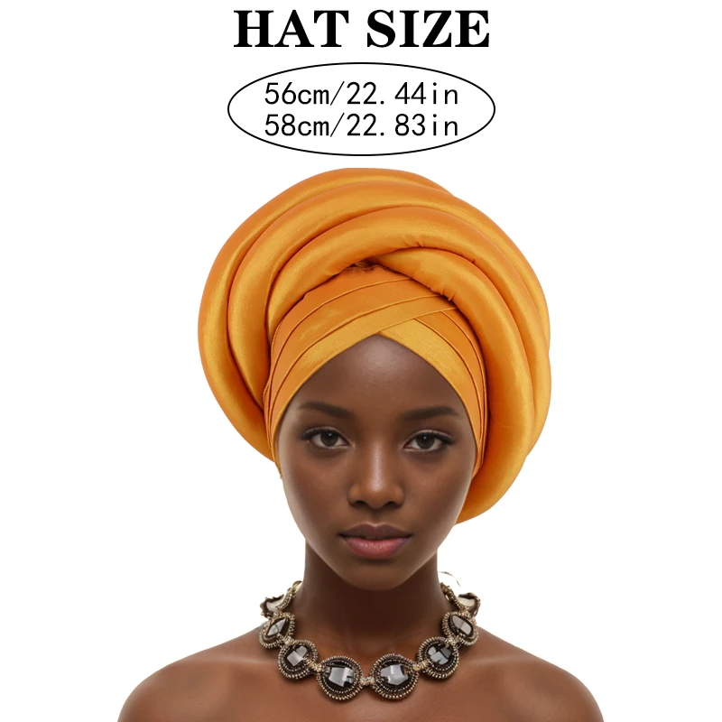 Twisted Braid Turban Cap for Women African Lady Head Wraps Nigeria Raw Silk Autogele Headtie Muslim Hat Party Headwear Turbante