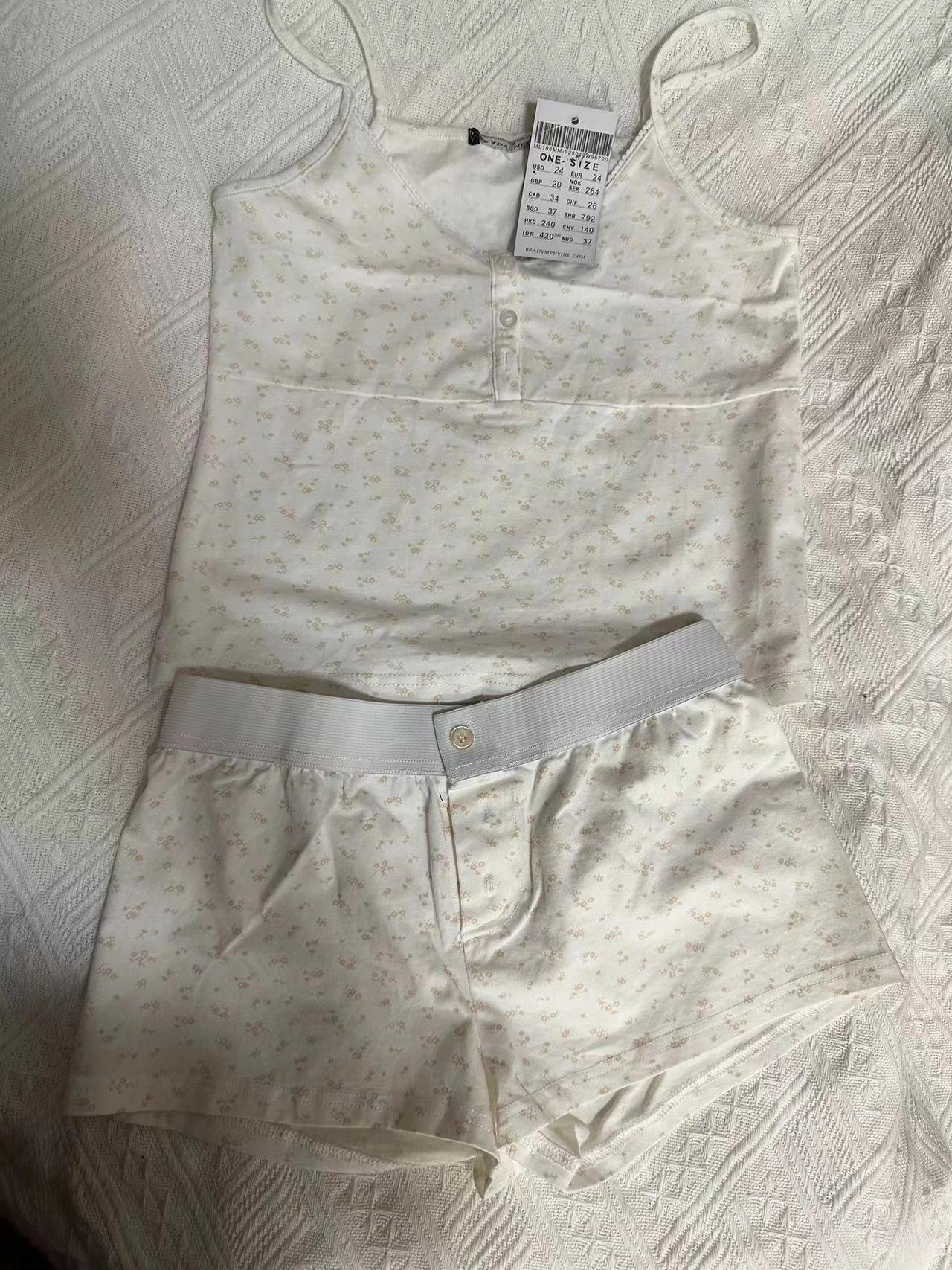 Sweet Floral Print Two Piece Set Women Hollow-out Sleeveless Crop Top And Shorts Summer Outfits Casual Vintage Cotton Short Sets
