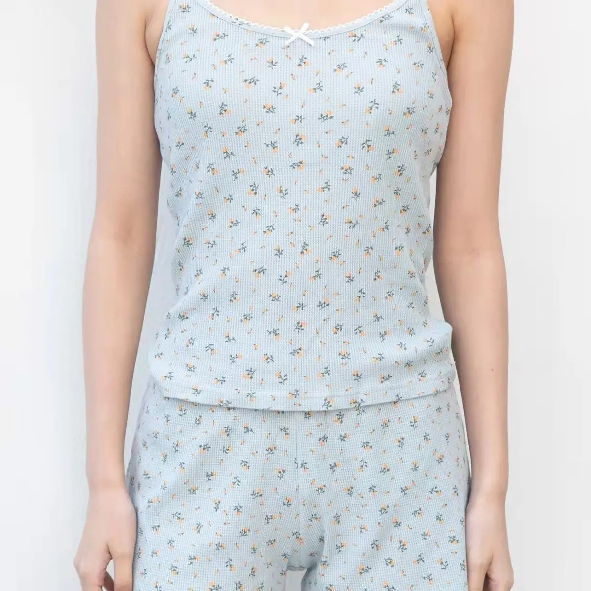 Sweet Floral Print Two Piece Set Women Hollow-out Sleeveless Crop Top And Shorts Summer Outfits Casual Vintage Cotton Short Sets