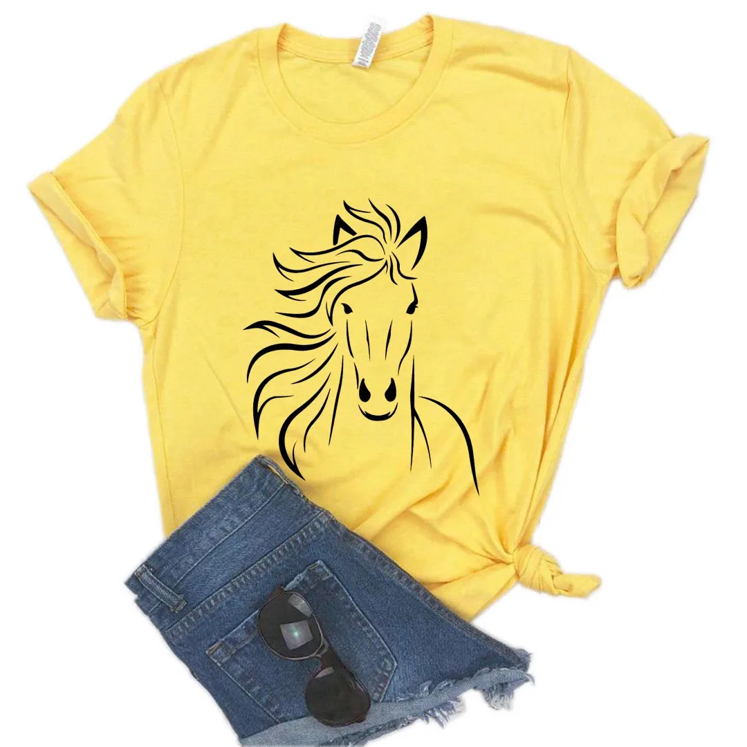 Horse Lover Print Women T Shirt Short Sleeve O Neck Loose Women Tshirt Ladies Tee Shirt Tops Clothes Camisetas Mujer