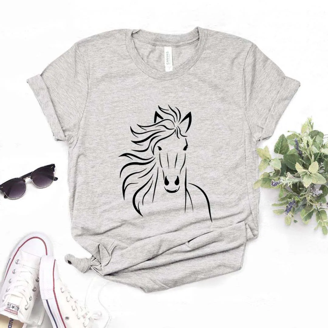 Horse Lover Print Women T Shirt Short Sleeve O Neck Loose Women Tshirt Ladies Tee Shirt Tops Clothes Camisetas Mujer