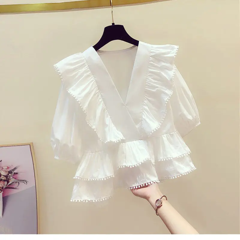Summer Elegant Women's Pants Set Pleated Chiffon Shirt Top Sports Jeans Two-piece Set Trouser Suits Female Clothing Tracksuit