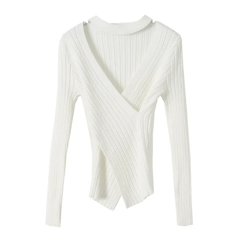 2025 Women Spring Halter Neck Sweater Slim Stretch Sexy Pullovers Long Sleeve Good Quality Women Fashion Sweater Tops