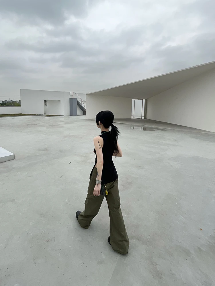 Karrcat Yamamoto Style Black Tank Top Grunge Gothic Turtleneck Tops Cyber Y2k Chic Designer Clothes Dark Aesthetic Streetwear