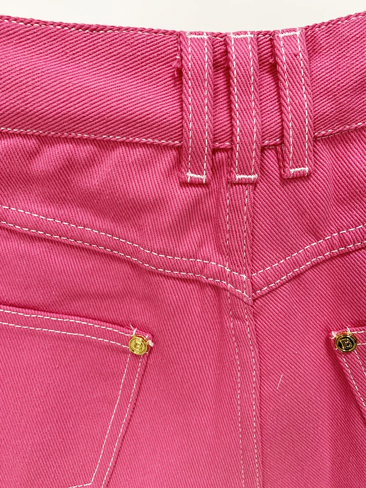HIGH STREET New Fashion Runway 2026 Designer Shorts Women's Embroidered Irregular Denim Shorts