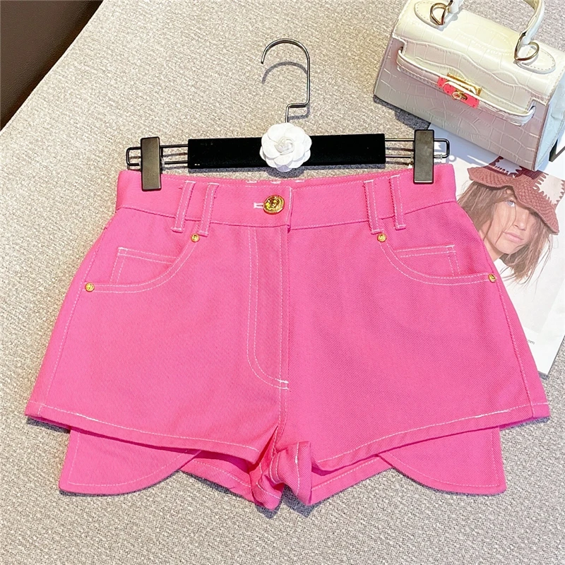 HIGH STREET New Fashion Runway 2026 Designer Shorts Women's Embroidered Irregular Denim Shorts