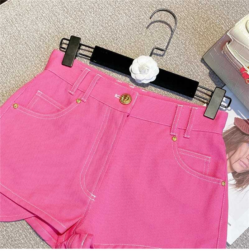 HIGH STREET New Fashion Runway 2026 Designer Shorts Women's Embroidered Irregular Denim Shorts