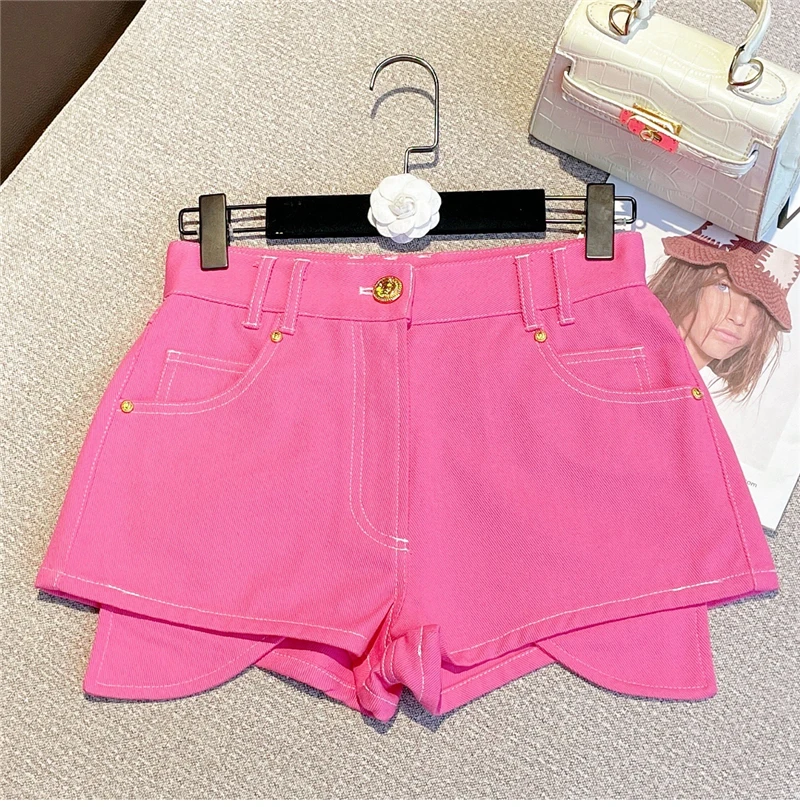 HIGH STREET New Fashion Runway 2026 Designer Shorts Women's Embroidered Irregular Denim Shorts