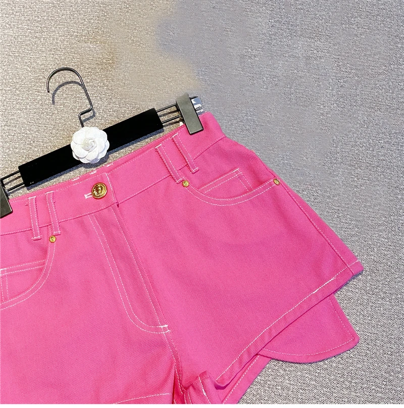 HIGH STREET New Fashion Runway 2026 Designer Shorts Women's Embroidered Irregular Denim Shorts