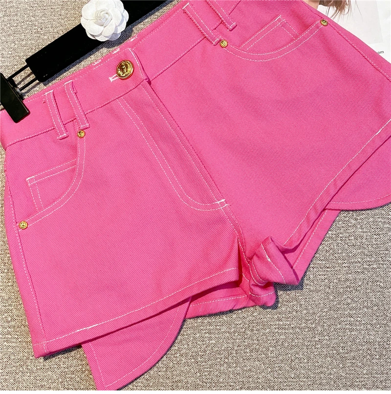 HIGH STREET New Fashion Runway 2026 Designer Shorts Women's Embroidered Irregular Denim Shorts