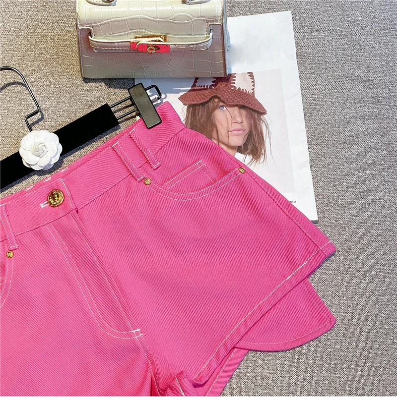 HIGH STREET New Fashion Runway 2026 Designer Shorts Women's Embroidered Irregular Denim Shorts