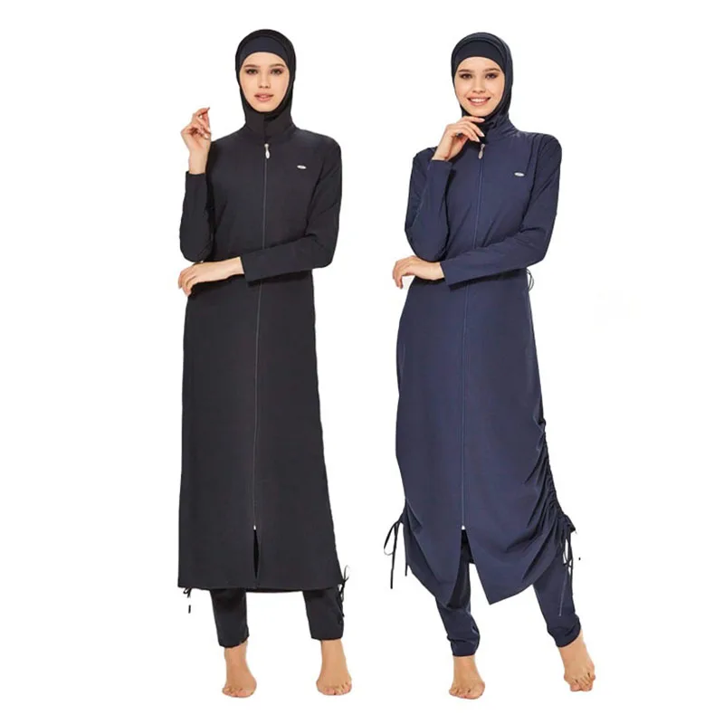 3PCS Muslim Modest Burkini Femmes Swimwear Swimsuit For Women Abayas Hijab Islamic Long Sleeve Full Cover Ups Swimming Suit Swim