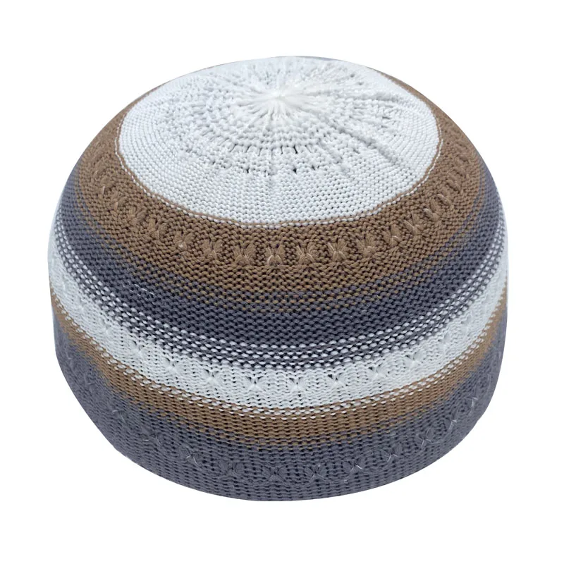 Muslim Hats for Men Knitted Prayer Hat Islamic Ramadan Jewish Kippah Homme Hat Men's Turban Bonnet Cotton Skull Beanie Cap