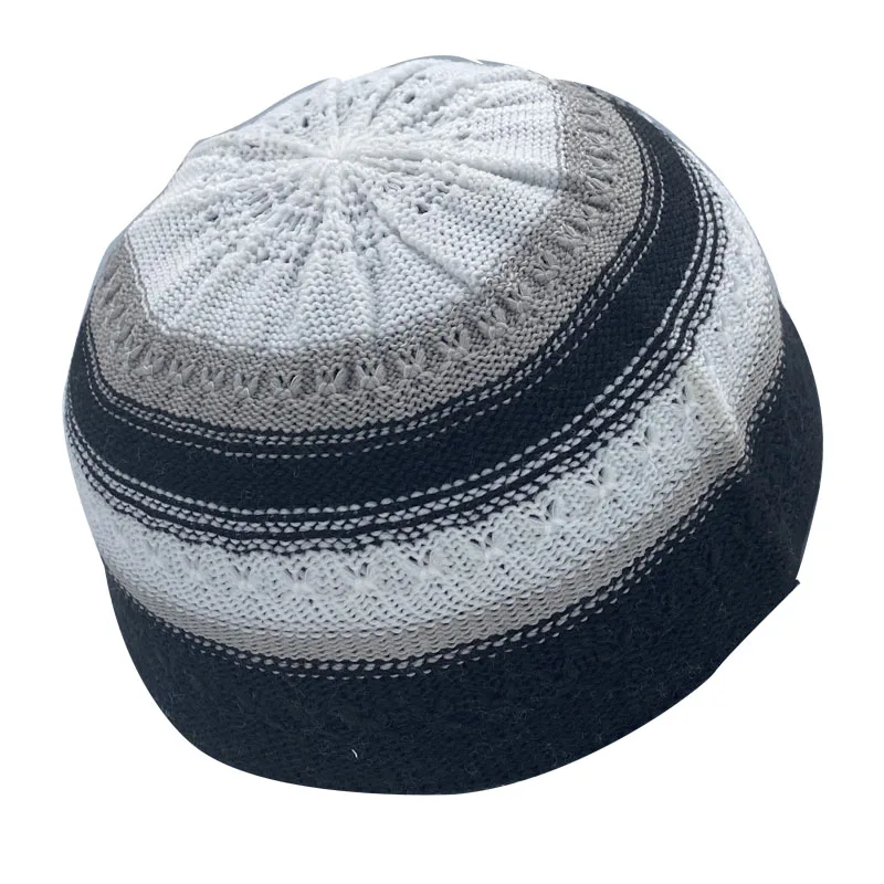 Muslim Hats for Men Knitted Prayer Hat Islamic Ramadan Jewish Kippah Homme Hat Men's Turban Bonnet Cotton Skull Beanie Cap