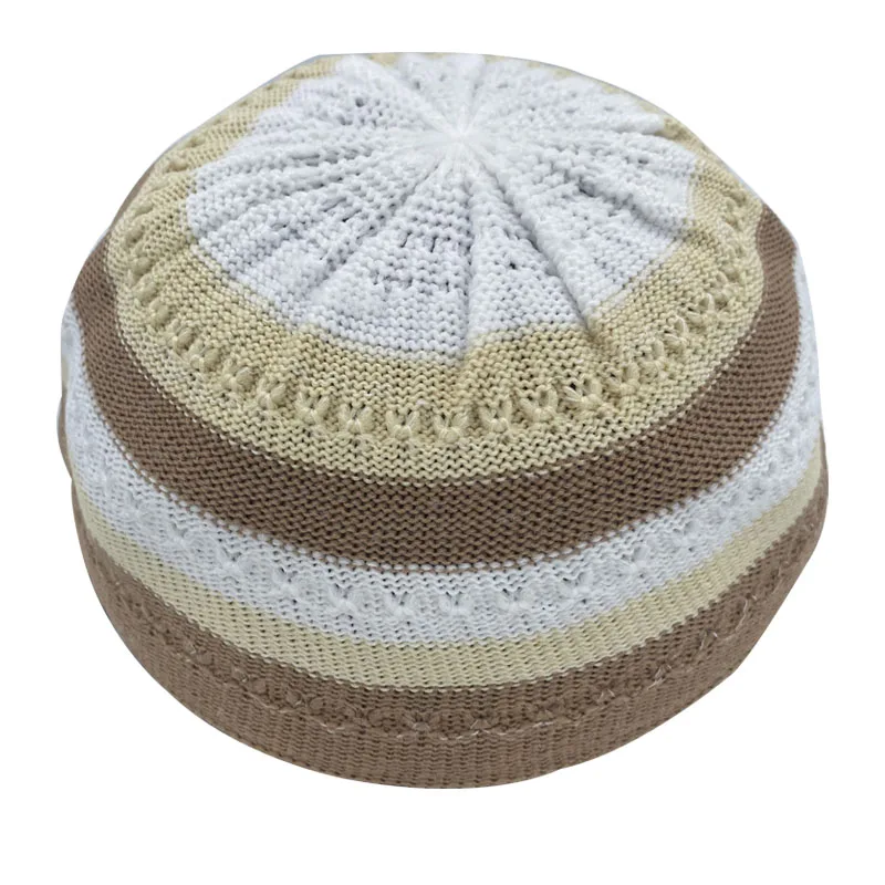 Muslim Hats for Men Knitted Prayer Hat Islamic Ramadan Jewish Kippah Homme Hat Men's Turban Bonnet Cotton Skull Beanie Cap