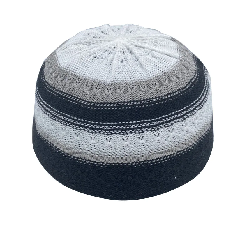 Muslim Hats for Men Knitted Prayer Hat Islamic Ramadan Jewish Kippah Homme Hat Men's Turban Bonnet Cotton Skull Beanie Cap
