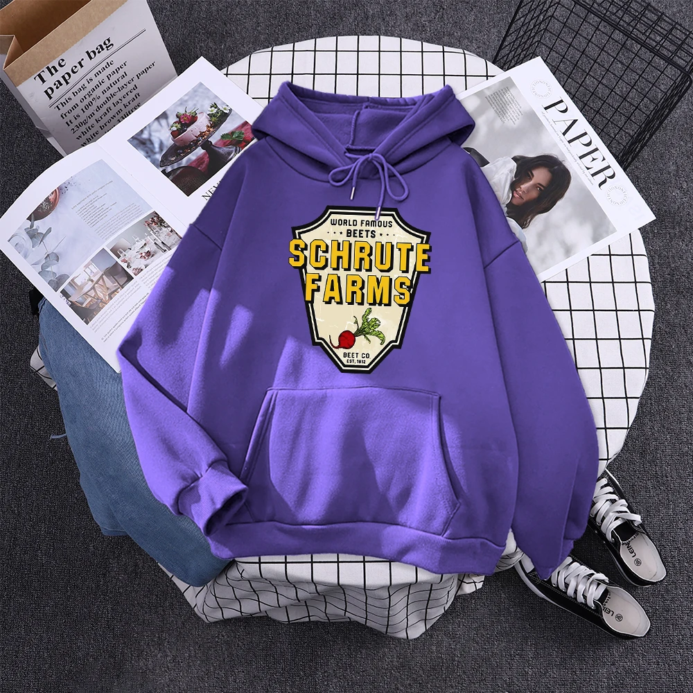 World Famous Beets Schrute Farms Crop Printing Prints Sweatshirt Women'S Warm Softsportshirt Casual Hoodies Loose Female Tops