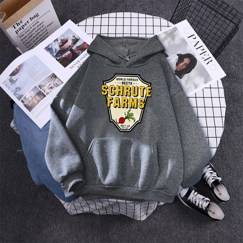 World Famous Beets Schrute Farms Crop Printing Prints Sweatshirt Women'S Warm Softsportshirt Casual Hoodies Loose Female Tops