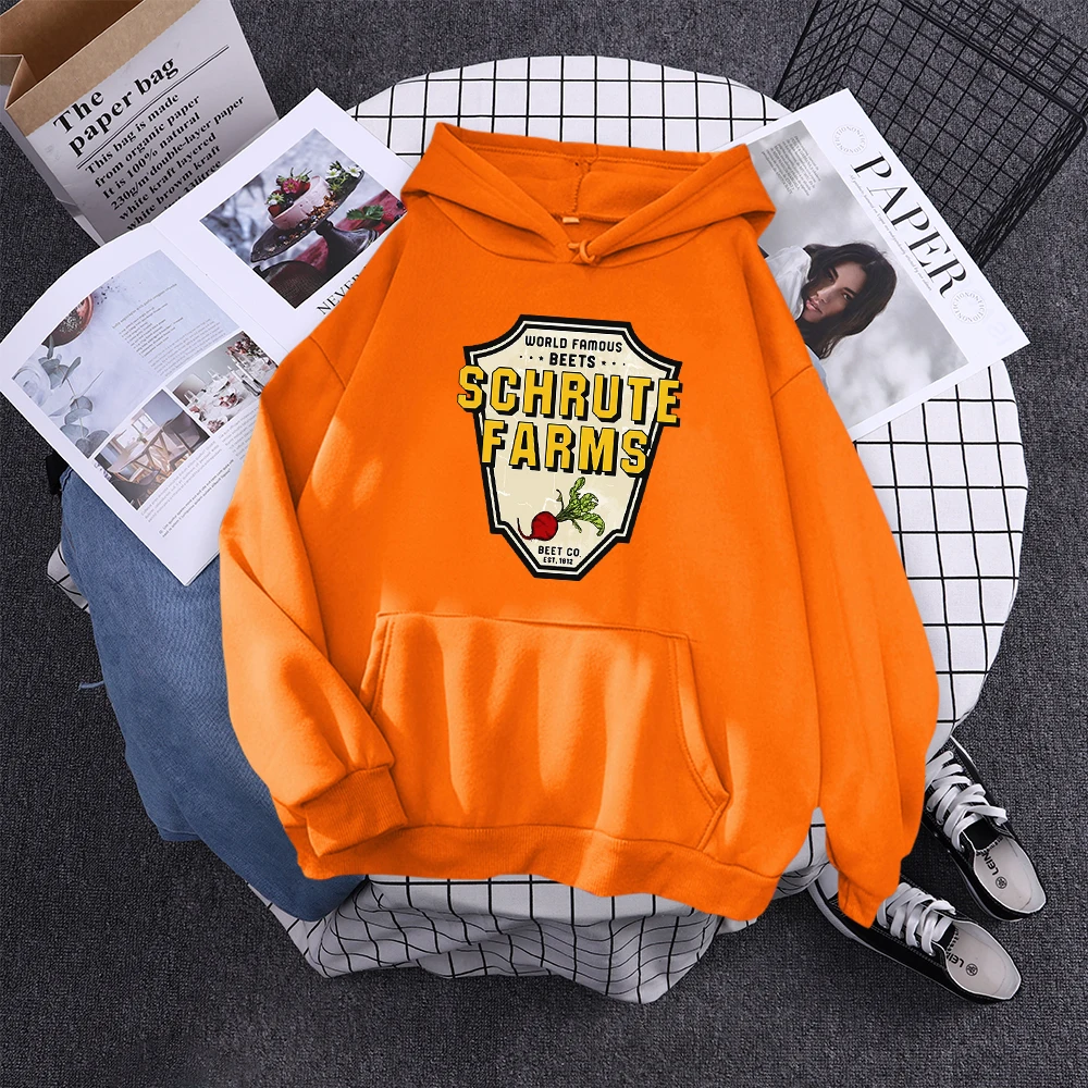World Famous Beets Schrute Farms Crop Printing Prints Sweatshirt Women'S Warm Softsportshirt Casual Hoodies Loose Female Tops