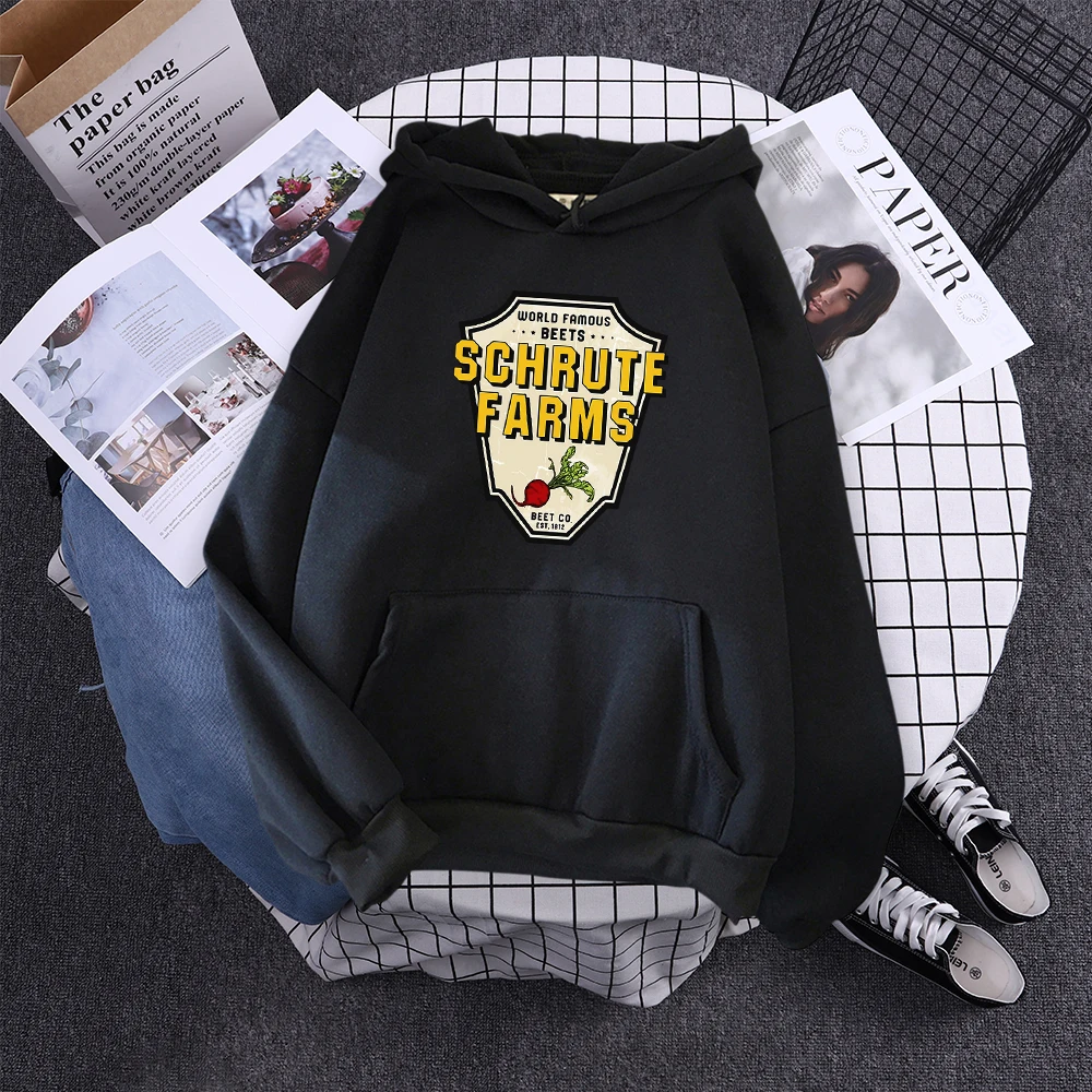 World Famous Beets Schrute Farms Crop Printing Prints Sweatshirt Women'S Warm Softsportshirt Casual Hoodies Loose Female Tops