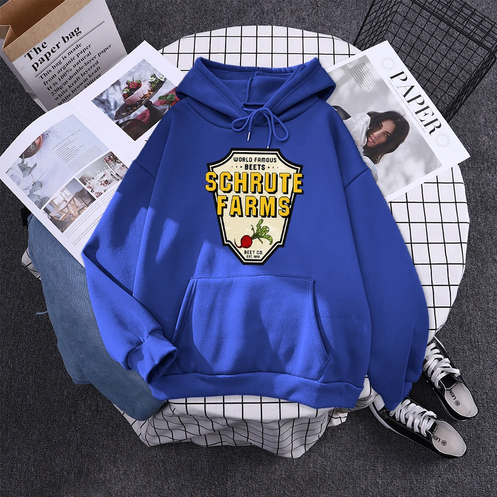 World Famous Beets Schrute Farms Crop Printing Prints Sweatshirt Women'S Warm Softsportshirt Casual Hoodies Loose Female Tops