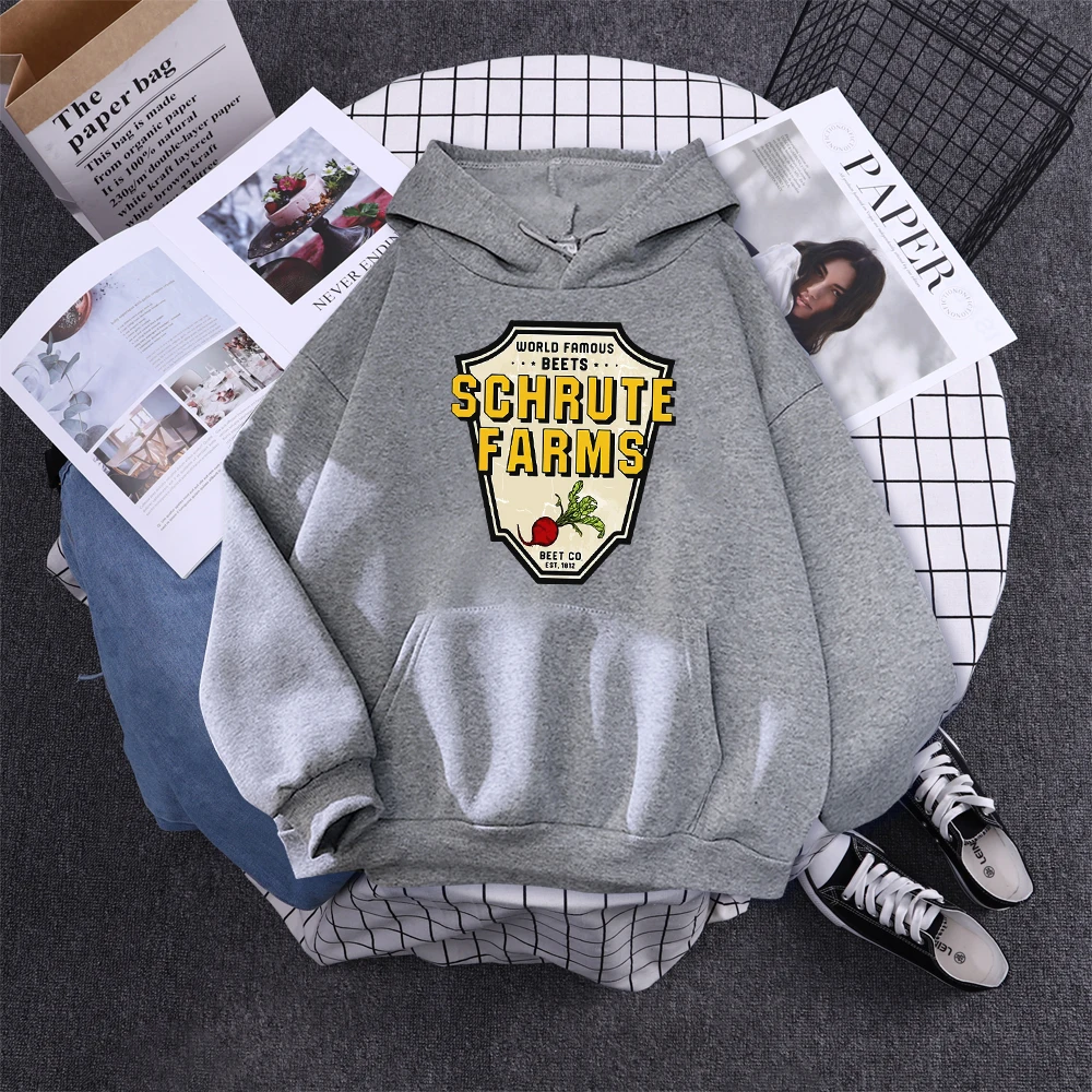World Famous Beets Schrute Farms Crop Printing Prints Sweatshirt Women'S Warm Softsportshirt Casual Hoodies Loose Female Tops