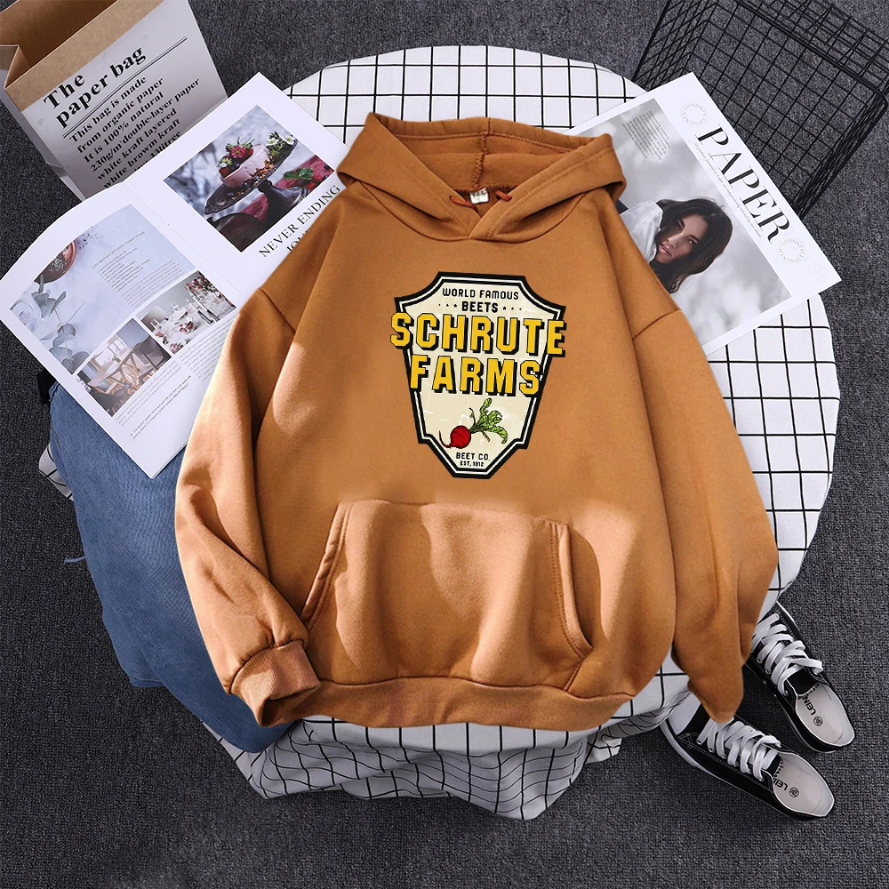 World Famous Beets Schrute Farms Crop Printing Prints Sweatshirt Women'S Warm Softsportshirt Casual Hoodies Loose Female Tops